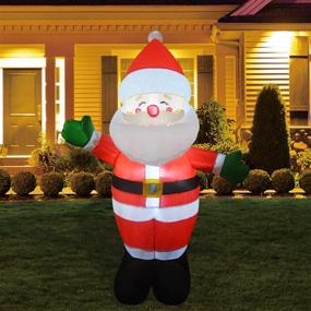 img 1 attached to 🎅 5 FT Christmas Inflatable Outdoor Smiley Santa Claus - Clearance Blow Up Yard Decoration with LED Lights - Ideal for Holiday, Party, Xmas, Yard, Garden