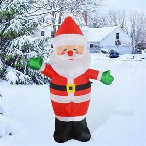 img 2 attached to 🎅 5 FT Christmas Inflatable Outdoor Smiley Santa Claus - Clearance Blow Up Yard Decoration with LED Lights - Ideal for Holiday, Party, Xmas, Yard, Garden