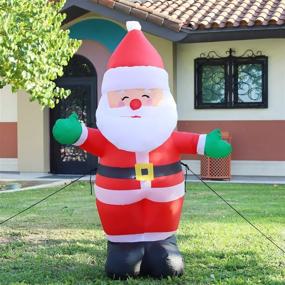 img 4 attached to 🎅 5 FT Christmas Inflatable Outdoor Smiley Santa Claus - Clearance Blow Up Yard Decoration with LED Lights - Ideal for Holiday, Party, Xmas, Yard, Garden