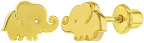 img 4 attached to 🐘 Prosperity Screw Earrings - Girls' Jewelry with Plated Elephant Design