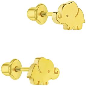 img 3 attached to 🐘 Prosperity Screw Earrings - Girls' Jewelry with Plated Elephant Design