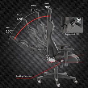 img 1 attached to 🎮 SMAX High Back Video Game Chair for Adults - Ergonomic PU Leather Gaming Chair with Adjustable Height, Swivel, Recliner, Headrest, and Lumbar Support - Black and Grey