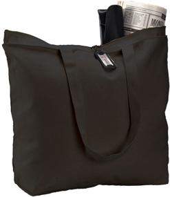 img 2 attached to 👜 Value Pack: Set of 6 Large Tote Bags with Zippered Closure - Heavy Canvas, Black