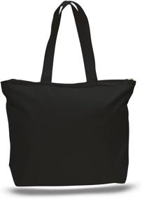 img 1 attached to 👜 Value Pack: Set of 6 Large Tote Bags with Zippered Closure - Heavy Canvas, Black