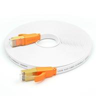 🐱 cat 8 ethernet cable 20 ft: high speed flat internet network lan cable with gold plated rj45 connector for xbox, ps4, router, modem, gaming, hub-white logo