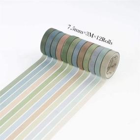 img 3 attached to 🎨 12 рулонов набор Washi-ленты, NogaMoga, однотонные цвета, 7.5 мм шириной - 12 ярких цветов - декоративные маскирующие ленты для искусства, ремесел, бультеней, планеров и скрапбукинга.