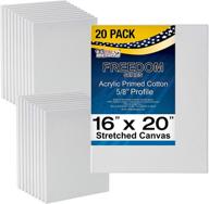 🎨 u.s. art supply 16x20 натянутый холст super value 20-pack - профессиональный белый чистый 5/8-дюймовый профиль плотный гипс кислотоустойчивая резинка большая упаковка - рисование, акриловое выливание, масляная краска логотип