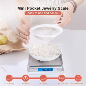 img 2 attached to 🍽️ Small Food Scale - Digital Gram and Ounce Scale, USB Rechargeable, Accurate Measurements to 0.01g/0.001oz, MEIYA Kitchen Scale for Soap Making, Jewelry, Baking, Tare Function, Includes Battery and 2 Trays