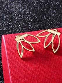 img 1 attached to Set of 4 Pairs Lotus Stud Earrings for Women and Girls - Lotus Flower Earring Studs with Piercing Ear Jacket Stud in 4 Colors
