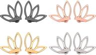 set of 4 pairs lotus stud earrings for women and girls - lotus flower earring studs with piercing ear jacket stud in 4 colors logo