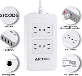 img 3 attached to AICODE Surge Protector Power Strip with USB - 4 Outlets, 4 USB Ports, 6ft Cord
