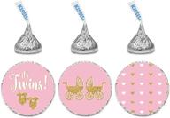 andaz press chocolate drop labels trio for twins girl baby shower - it's twins! pink with gold glitter, 216-pack logo
