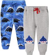 👖 coralup toddler boys 2-pack elastic drawstring jogger sweatpants - athletic pants (ages 2-8) logo