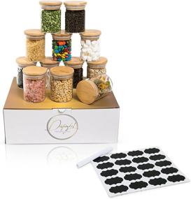 img 4 attached to 🏺 Destiny41 12-Pack Glass Spice Jars with Labels, 6oz Capacity - Airtight Empty Jars with Bamboo Lid, Preserves Spice Freshness - Includes Reshapable Chalkboard Labels and White Pen - Kitchen Storage Organizer