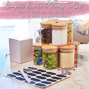 img 1 attached to 🏺 Destiny41 12-Pack Glass Spice Jars with Labels, 6oz Capacity - Airtight Empty Jars with Bamboo Lid, Preserves Spice Freshness - Includes Reshapable Chalkboard Labels and White Pen - Kitchen Storage Organizer