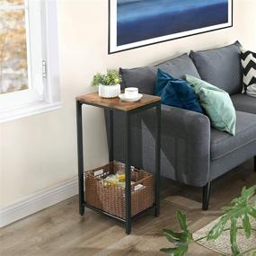 img 2 attached to 🏮 VASAGLE INDESTIC Side Table with Mesh Shelf - Space Saving High and Narrow End Table for Hallway, Living Room - Easy Assembly, Industrial Rustic Brown and Black - ULET76BX