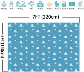 img 1 attached to Fanghui 7x5FT Cartoon Kids Backdrop: Vibrant Blue Sky & White Clouds for Memorable Birthday Party & Baby Shower Celebrations - Perfect Photo Booth Props & Dessert Table Banner