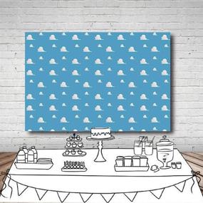 img 2 attached to Fanghui 7x5FT Cartoon Kids Backdrop: Vibrant Blue Sky & White Clouds for Memorable Birthday Party & Baby Shower Celebrations - Perfect Photo Booth Props & Dessert Table Banner