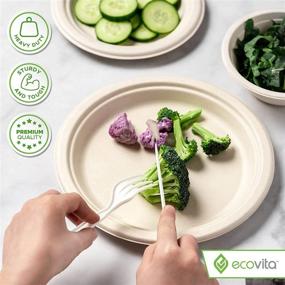 img 1 attached to 🌱 Environmentally Friendly 100% Compostable Paper Plates [9 in.] – 150 Disposable Plates by Ecovita: Sturdy, Tree Free, Liquid and Heat Resistant Alternative to Plastic or Paper Plates