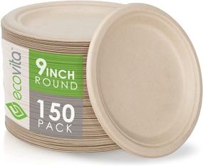 img 4 attached to 🌱 Environmentally Friendly 100% Compostable Paper Plates [9 in.] – 150 Disposable Plates by Ecovita: Sturdy, Tree Free, Liquid and Heat Resistant Alternative to Plastic or Paper Plates