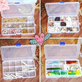 img 1 attached to 📦 Millie Plastic Grid Storage Organizer Box for Jewelry Beads Earrings, Fishing Hooks, and Small Accessories – Adjustable Dividers, Clear Grids, Compact Size (4 Pack)