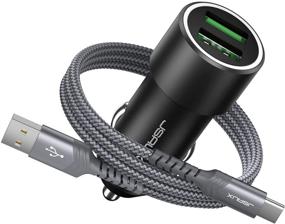 img 4 attached to 🚗 JSAUX Fast Charging Car Charger 36W - All Metal Dual USB QC 3.0 Cigarette Lighter Adapter with USB-C Cable[3.3ft] - Compatible with Samsung Galaxy S10/S9/S8 Plus, Note 9/8, iPhone 7/8 Plus/X/XR/XS-Black