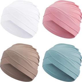 img 4 attached to 🧖 Geyoga Women Cotton Turban Hats: Stylish Slouchy Sleep Cap Headwrap for Fashionable Headwear