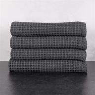 🛀 mill & thread 4-piece waffle weave bath towel set, dark grey - premium quality towels logo