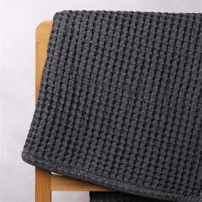 img 1 attached to 🛀 Mill & Thread 4-Piece Waffle Weave Bath Towel Set, Dark Grey - Premium Quality Towels