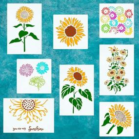 img 4 attached to 🌻 8PCS Sunflower and Camomile Stencils for Wood Painting - DIY Fall Thanksgiving Farmhouse Home Art Crafts, 2 Sizes