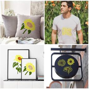 img 1 attached to 🌻 8PCS Sunflower and Camomile Stencils for Wood Painting - DIY Fall Thanksgiving Farmhouse Home Art Crafts, 2 Sizes