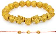 💰 enhanced feng shui bracelet for prosperity: golden mantra bead bracelet with double pi xiu/pi yao to attract wealth and good luck - ideal gift (10mm) logo