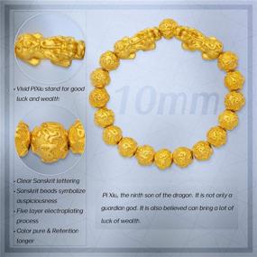 img 1 attached to 💰 Enhanced Feng Shui Bracelet for Prosperity: Golden Mantra Bead Bracelet with Double Pi Xiu/Pi Yao to Attract Wealth and Good Luck - Ideal Gift (10mm)