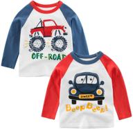 👕 jagrove toddler little boys t shirts - 2 pack long sleeve crewneck top tee with dinosaur car and letter prints - sizes 2-7 years logo