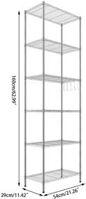 img 1 attached to 🗄️ BATHWA 6-Tier Metal Wire Rack: Ultimate Kitchen Organizer with Adjustable Shelves, Leveling Feet, and Stainless Side Hooks - Silver