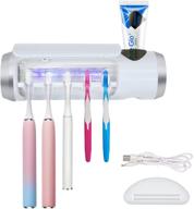 🦷 wall mounted toothbrush holder with uv light, fan, and cleaning function - bathroom organizer with 5 toothbrush slots, toothpaste holder, and cover - white logo