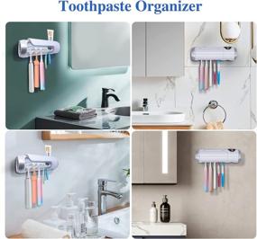 img 2 attached to 🦷 Wall Mounted Toothbrush Holder with UV Light, Fan, and Cleaning Function - Bathroom Organizer with 5 Toothbrush Slots, Toothpaste Holder, and Cover - White