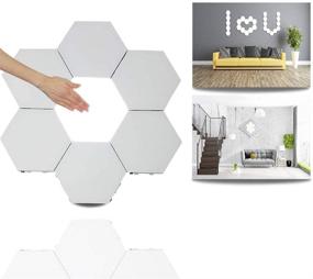 img 4 attached to 🔶 Hexagon LED Lights: Smart, Touch-Controlled Modular Wall Panels for DIY Geometry Splicing - Perfect Hallway Night Light and Festive Gift, 6 Pack