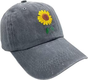 img 2 attached to Washed Vintage Dad Hat: NVJUI JUFOPL Women's Sunflower Baseball Cap - Adjustable and Stylish!