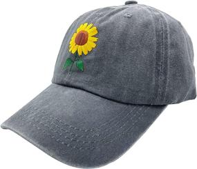 img 3 attached to Washed Vintage Dad Hat: NVJUI JUFOPL Women's Sunflower Baseball Cap - Adjustable and Stylish!