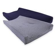 👶 touched by nature unisex baby organic cotton changing pad cover in navy heather gray - one size logo