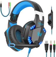 🎮 enhanced gaming experience: black & blue gaming headset with mic for pc, ps4, xbox one, over-ear headphones with volume control, led light, and noise reduction - perfect for laptops, smartphone, and computers logo