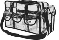 👜 transparent travel makeup bag with 5 external pockets and shoulder strap - enkrio clear cosmetic toiletry carry pouch & beach bag logo