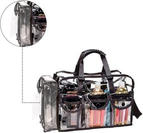 img 1 attached to 👜 Transparent Travel Makeup Bag with 5 External Pockets and Shoulder Strap - Enkrio Clear Cosmetic Toiletry Carry Pouch & Beach Bag