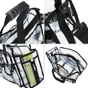 img 2 attached to 👜 Transparent Travel Makeup Bag with 5 External Pockets and Shoulder Strap - Enkrio Clear Cosmetic Toiletry Carry Pouch & Beach Bag