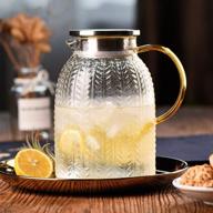 🥤 warm crystal glass water pitcher with lid and handle - multipurpose carafe for coffee, juice, ice water, flower tea - fridge and coffeemaker compatible (60 oz) logo