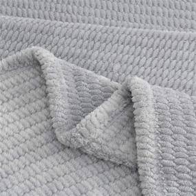 img 2 attached to 🛋️ HBlife Flannel Fleece Blanket Queen Size, Ultra-Soft & Cozy Waffle Weave Pattern Plush Blanket, 90” x 90” Grey - Microfiber Luxury