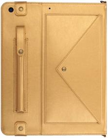 img 3 attached to 🔒 iPad 10.2 Case - Premium PU Leather Heavy Duty Case with Card Slots, Kickstand, Money Pocket, Shoulder Strap, Hand Strap, Pencil Holder for iPad 8th/7th Gen (Gold)