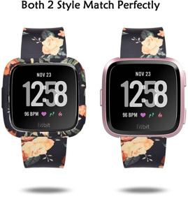 img 3 attached to Силиконовые браслеты CAGOS для умных часов Fitbit Versa/Versa 2/Versa Lite - Запасные аксессуары с защитным чехлом - Браслеты для женщин и мужчин (Роза, Большой)