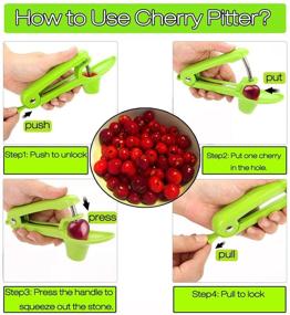 img 1 attached to Food-Grade Stainless Steel Cherry Pitter & Strawberry Huller Tool with 🍒 Space-Saving Lock Design - Portable Kitchen Aid for Cherry & Olive Pit Removal